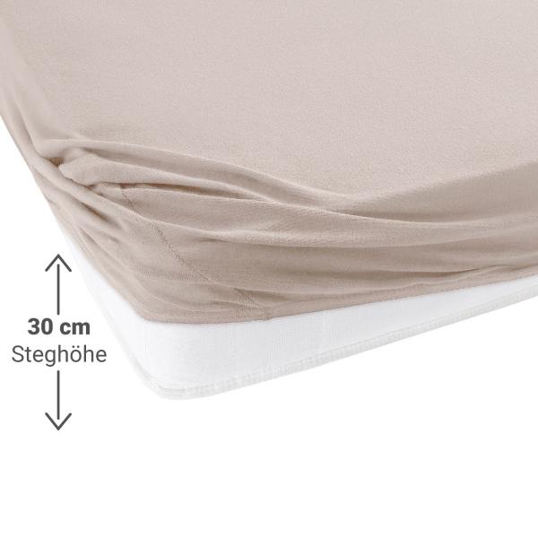 Qualitäts-Jersey Fixleintuch Übergrösse - 100% Baumwolle, beige, 200x200 cm - Öko-Tex Standard 100 Spannbetttuch - atmungsaktiv, bügelfrei
