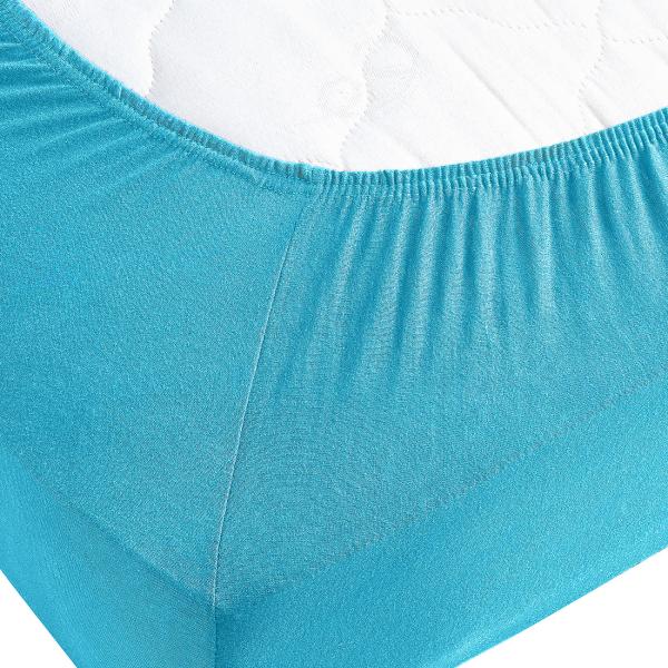 Qualitäts-Jersey Fixleintuch Übergrösse/Überlänge - 100% Baumwolle, türkis - 200x220 cm, Öko-Tex, 125 g/m², 40 cm Steg, bügelfrei, waschbar 60°