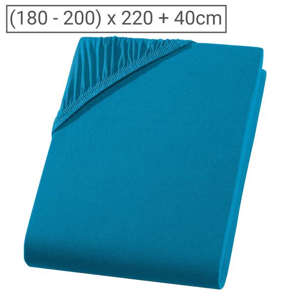 Qualitäts-Jersey Fixleintuch – Übergrösse/Überlänge für Doppelmatratzen – 100% Baumwolle petrol 200x220cm – Öko-Tex Standard 100 – Atmungsaktiv & Bügelfrei