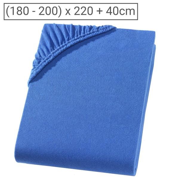 Qualitäts-Jersey Fixleintuch Übergrösse/Überlänge - 100% Baumwolle, royal - 200x220 cm, Öko-Tex 100, atmungsaktiv, bügelfrei, strapazierfähig