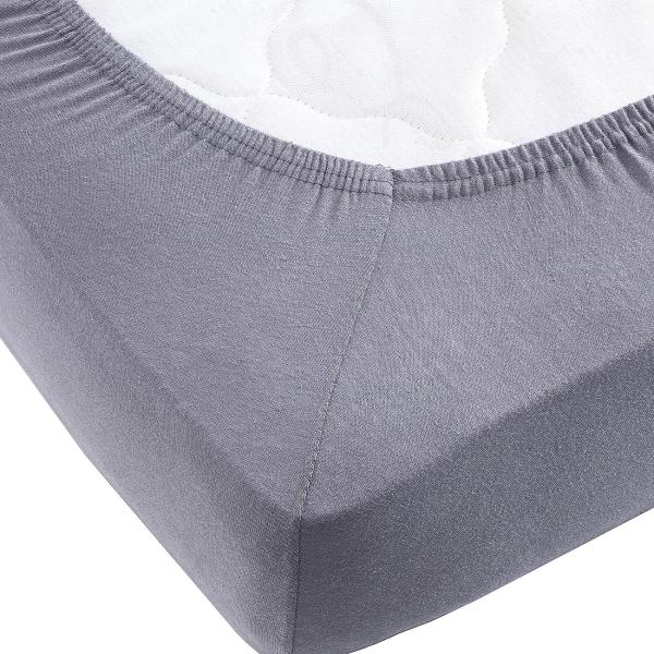 Wasser-/Boxspringbett Premium Jersey Fixleintuch - Grau, 160x220 cm - 100% Baumwolle - Öko-Tex Standard 100 - Hoher 40 cm Steg - Bügelfrei & 60° waschbar