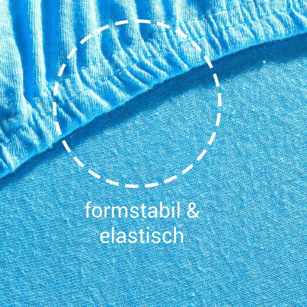 Boxspringbett-Topper Übergrösse - Qualitäts-Jersey Fixleintuch türkis 200x200cm - 100% Baumwolle Öko-Tex Standard 100 bügelfrei