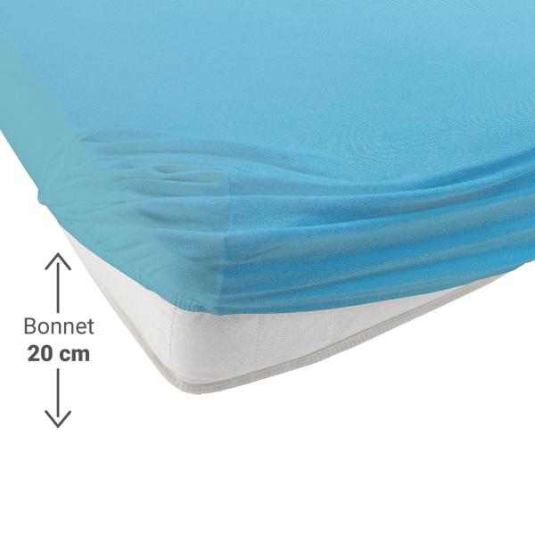 Boxspringbett-Topper Übergrösse - Qualitäts-Jersey Fixleintuch türkis 200x200cm - 100% Baumwolle Öko-Tex Standard 100 bügelfrei