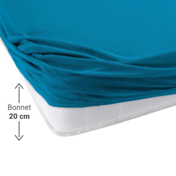 Boxspringbett-Topper Übergrösse Qualitäts-Jersey Fixleintuch - 100% Baumwolle Öko-Tex 100, petrol, 200x200 cm - bügelfrei, waschbar 60°C, Gummizug