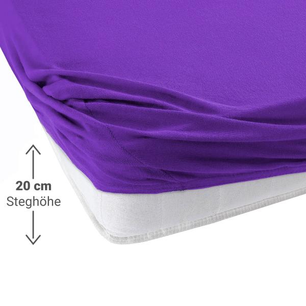 Boxspringbett-Topper Übergrösse Qualitäts-Jersey Fixleintuch – Violett 200x200cm – 100% Baumwolle Öko-Tex Standard 100 – Atmungsaktiv Waschbar 60°C