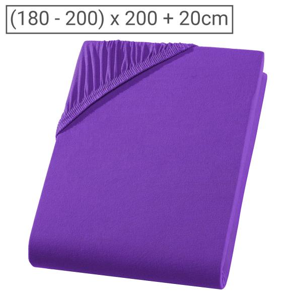 Boxspringbett-Topper Übergrösse Qualitäts-Jersey Fixleintuch – Violett 200x200cm – 100% Baumwolle Öko-Tex Standard 100 – Atmungsaktiv Waschbar 60°C