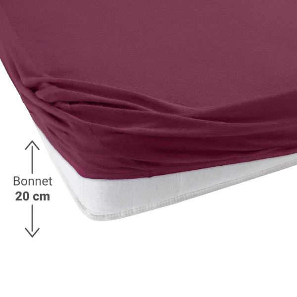 Boxspringbett-Topper Fixleintuch 200x200cm Bordeaux - 100% Baumwolle Öko-Tex Standard 100 - Hautsympathisch, atmungsaktiv, bügelfrei & 60° waschbar