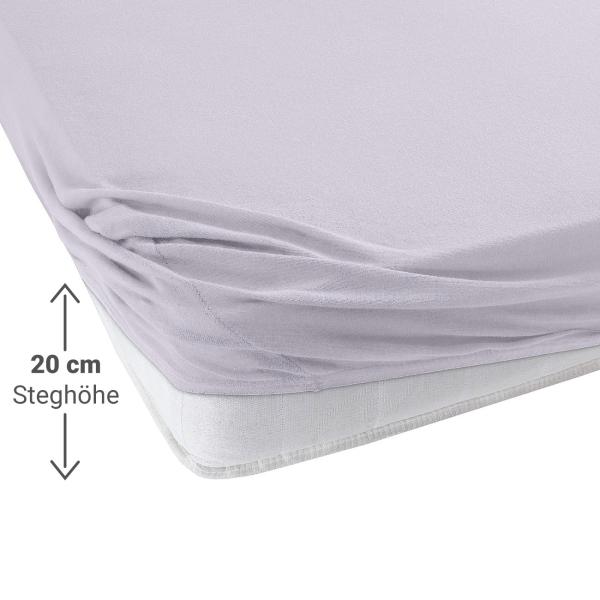 Boxspringbett-Topper Übergrösse Qualitäts-Jersey Fixleintuch – Silber 200x200 cm – 100% Baumwolle, atmungsaktiv, bügelfrei, Spannbetttuch