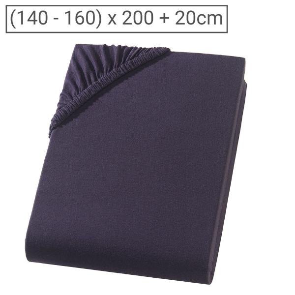 Boxspringbett Topper Jersey Fixleintuch - Hautsympathisch & atmungsaktiv - Schwarz, 160x200 cm, 100% Baumwolle, Öko-Tex 100, bis 20cm Steghöhe