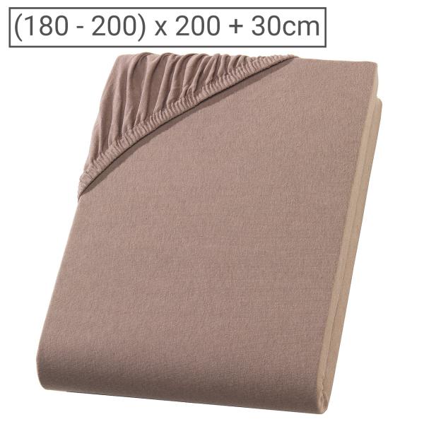 Premium Jersey Fixleintuch Übergrösse - 100% Baumwolle Öko-Tex 100 - Hautsympathisches Doppelbett Spannbetttuch 200x200 cm - Nougat - Bügelfrei