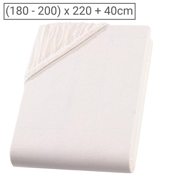 Premium Jersey Fixleintuch natur 200x220 cm - für Wasser-/Boxspringbetten mit 40cm Steg - 100% Heavy Jersey Baumwolle, Öko-Tex, bügelfrei