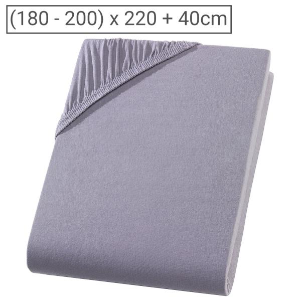 Wasser-/Boxspringbett Premium Jersey Fixleintuch – Grau 200x220 cm – 100% Heavy Baumwolle Öko-Tex – Atmungsaktiv & Bügelfrei – 40 cm Steg