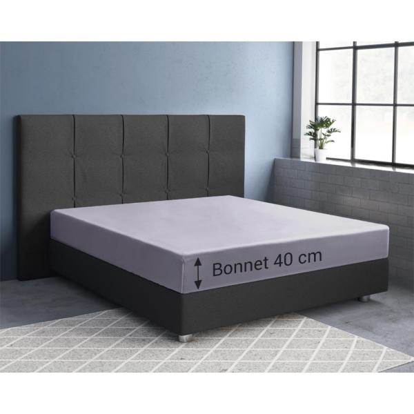Wasser-/Boxspringbett Premium Jersey Fixleintuch – Grau 200x220 cm – 100% Heavy Baumwolle Öko-Tex – Atmungsaktiv & Bügelfrei – 40 cm Steg