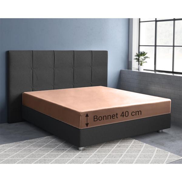 Wasser-/Boxspringbett Premium Qualitäts-Jersey Fixleintuch, nougat, 160x220 cm - 100% Heavy Jersey Baumwolle - Öko-Tex Standard 100 - 40 cm Steg