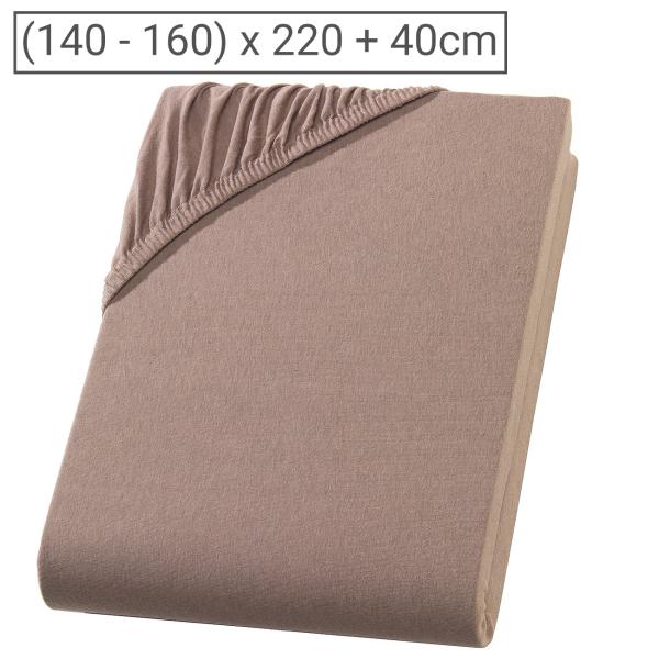 Wasser-/Boxspringbett Premium Qualitäts-Jersey Fixleintuch, nougat, 160x220 cm - 100% Heavy Jersey Baumwolle - Öko-Tex Standard 100 - 40 cm Steg