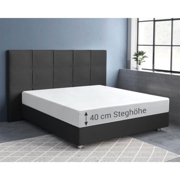 Wasser-/Boxspringbett Premium Jersey Fixleintuch - Grau, 160x220 cm - 100% Baumwolle - Öko-Tex Standard 100 - Hoher 40 cm Steg - Bügelfrei & 60° waschbar