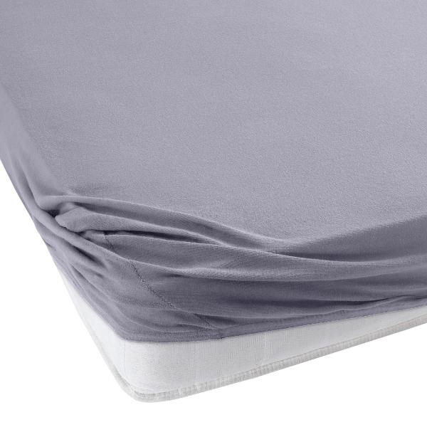 Wasser-/Boxspringbett Premium Jersey Fixleintuch - Grau, 160x220 cm - 100% Baumwolle - Öko-Tex Standard 100 - Hoher 40 cm Steg - Bügelfrei & 60° waschbar