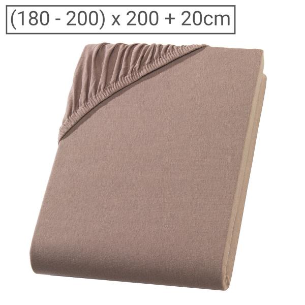 Boxspringbett-Topper Premium Jersey Fixleintuch - Nougat 200x200 cm - 100% Heavy Baumwolle 160 g/m² - Öko-Tex Standard 100 - Hautsympathisch & Atmungsaktiv