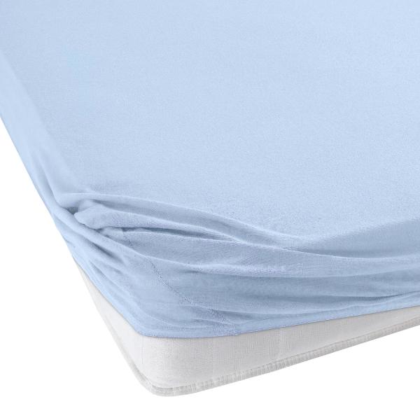 Superb Qualitäts-Jersey Fixleintuch hellblau 200x220cm - Ideal für Wasser- & Boxspringbetten - Hoher 40cm Steg, 97% Baumwolle, Öko-Tex Standard 100