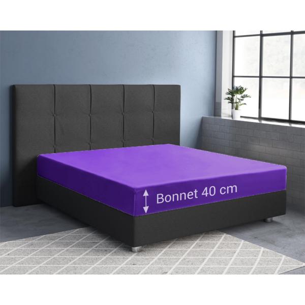 Superb Qualitäts-Jersey Fixleintuch - violett, 200x220 cm - für Wasser-/Boxspringbetten, 40cm Steg - 97% Baumwolle, Öko-Tex Standard 100 - bügelfrei, waschbar 60°C