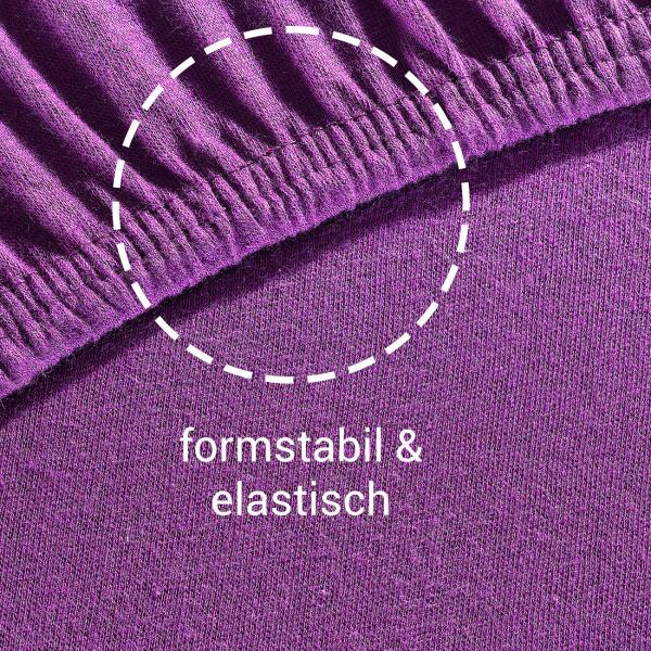 Wasser-/Boxspringbett Superb Qualitäts-Jersey Fixleintuch - Öko-Tex Standard 100, hautsympathisch & atmungsaktiv - aubergine, 200 x 220 cm, 40 cm Steg