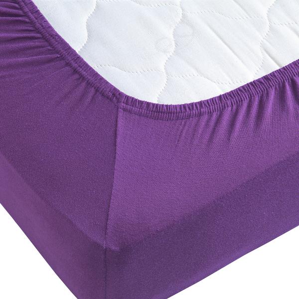 Wasser-/Boxspringbett Superb Qualitäts-Jersey Fixleintuch - Öko-Tex Standard 100, hautsympathisch & atmungsaktiv - aubergine, 200 x 220 cm, 40 cm Steg