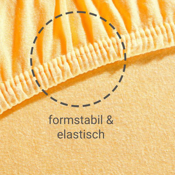 Superb Qualitäts-Jersey Fixleintuch - ideal für Wasserbett & Boxspringbett - 200x220 cm maisgelb - hoher Steg 40cm - 97% Baumwolle - Öko-Tex