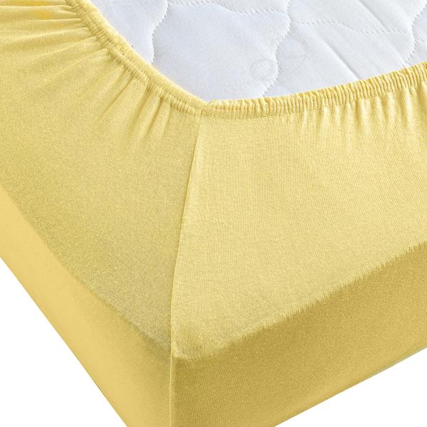 Superb Qualitäts-Jersey Fixleintuch - ideal für Wasserbett & Boxspringbett - 200x220 cm maisgelb - hoher Steg 40cm - 97% Baumwolle - Öko-Tex