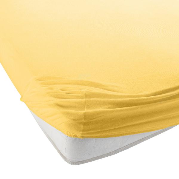 Superb Qualitäts-Jersey Fixleintuch - ideal für Wasserbett & Boxspringbett - 200x220 cm maisgelb - hoher Steg 40cm - 97% Baumwolle - Öko-Tex
