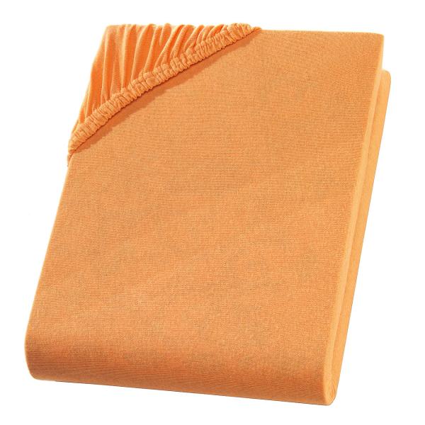 Superb Qualitäts-Jersey Fixleintuch – Wasserbett & Boxspringbett (180-200x220 cm) – 40 cm hoher Steg - Baumwolle/Elasthan, orange, Öko-Tex