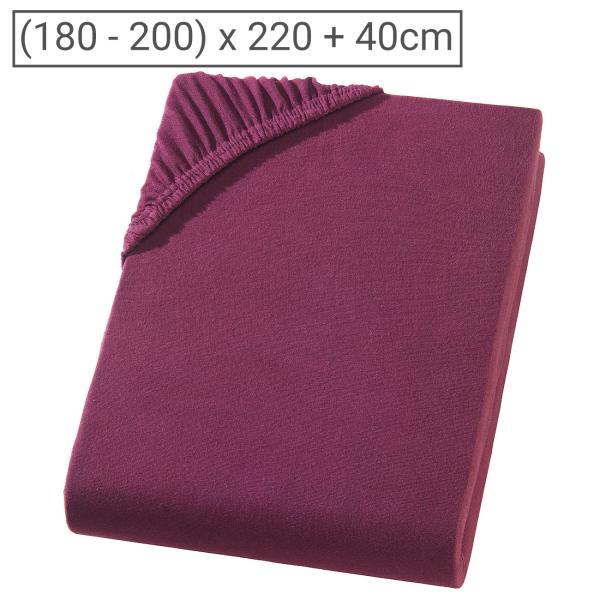 Superb Qualitäts-Jersey Fixleintuch bordeaux - Wasser-/Boxspringbett geeignet - 180-200x220cm - 40cm Steg - 97% Baumwolle - Öko-Tex Standard 100