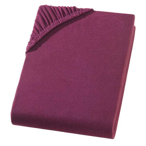 Superb Qualitäts-Jersey Fixleintuch bordeaux - Wasser-/Boxspringbett geeignet - 180-200x220cm - 40cm Steg - 97% Baumwolle - Öko-Tex Standard 100