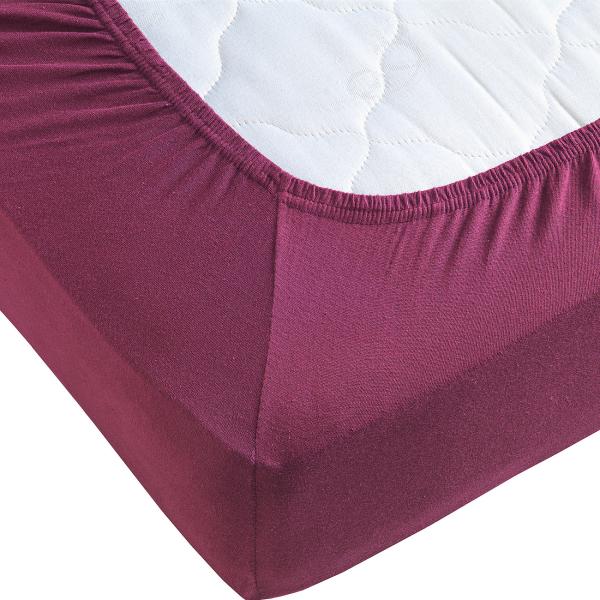 Superb Qualitäts-Jersey Fixleintuch bordeaux - Wasser-/Boxspringbett geeignet - 180-200x220cm - 40cm Steg - 97% Baumwolle - Öko-Tex Standard 100