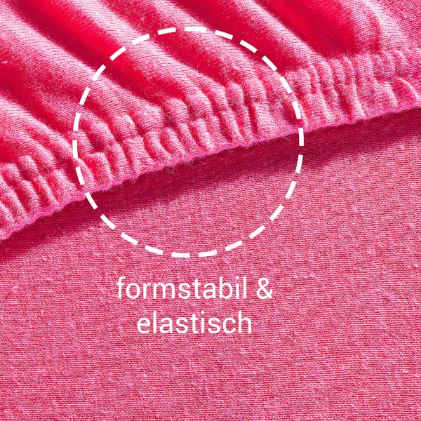 Superb Jersey Fixleintuch – Wasserbett & Boxspringbett - Magenta, 200x220cm mit 40cm Steg - 97% Baumwolle, Öko-Tex 100, bügelfrei