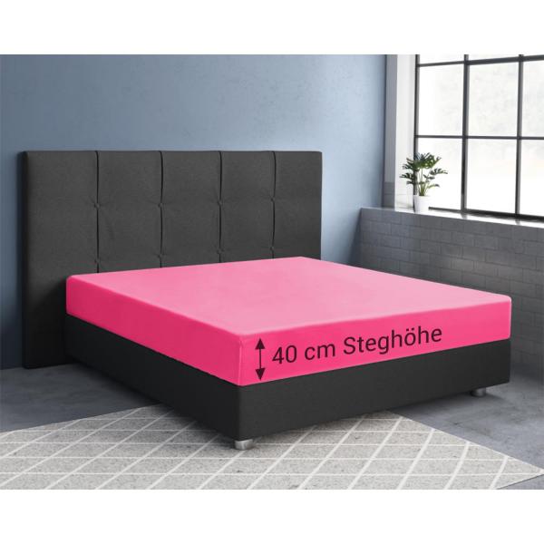 Superb Jersey Fixleintuch – Wasserbett & Boxspringbett - Magenta, 200x220cm mit 40cm Steg - 97% Baumwolle, Öko-Tex 100, bügelfrei