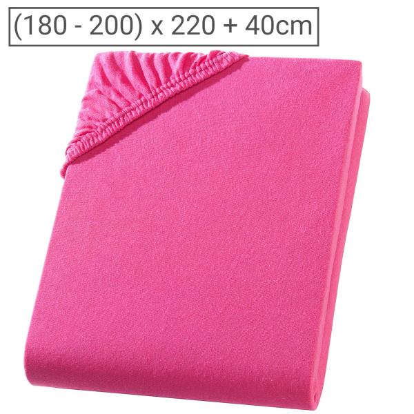 Superb Jersey Fixleintuch – Wasserbett & Boxspringbett - Magenta, 200x220cm mit 40cm Steg - 97% Baumwolle, Öko-Tex 100, bügelfrei