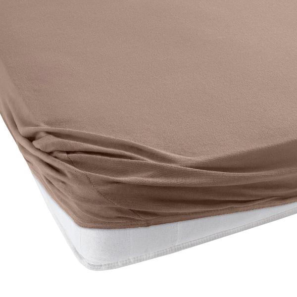 Superb Qualitäts-Jersey Fixleintuch - nougat - 200x220 cm für Wasser-/Boxspringbett mit 40 cm Steg - 97% Baumwolle - Öko-Tex Standard 100