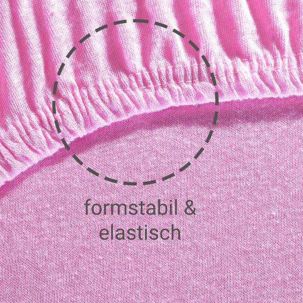 Einzelbett Jersey Fixleintuch 90x200 cm - 100% Baumwolle Öko-Tex Standard 100 - Rosa, elastisch, atmungsaktiv, bügelfrei & waschbar 60°