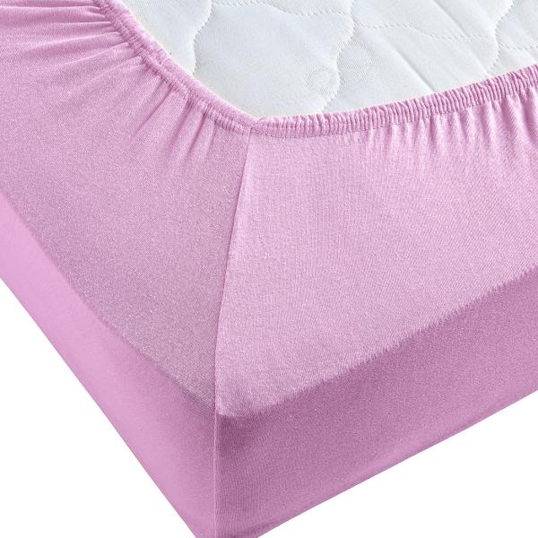 Einzelbett Jersey Fixleintuch 90x200 cm - 100% Baumwolle Öko-Tex Standard 100 - Rosa, elastisch, atmungsaktiv, bügelfrei & waschbar 60°