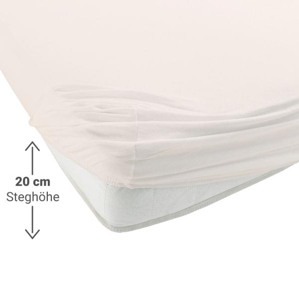 Premium Jersey Topper Fixleintuch natur 200x200 cm - für Boxspringbetten - 100% Heavy Jersey Baumwolle - Öko-Tex 100 - bügelfrei, 60° waschbar