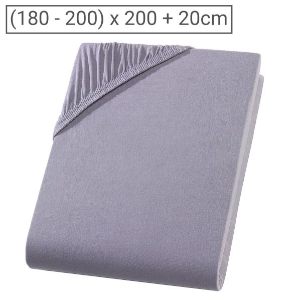 Premium Jersey Fixleintuch 200x200cm grau - für Topper bis 200cm Breite - 100% Heavy Jersey Baumwolle - Öko-Tex 100 - bügelfrei