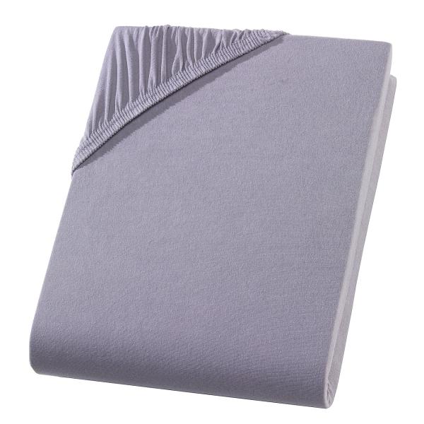 Premium Jersey Fixleintuch 200x200cm grau - für Topper bis 200cm Breite - 100% Heavy Jersey Baumwolle - Öko-Tex 100 - bügelfrei