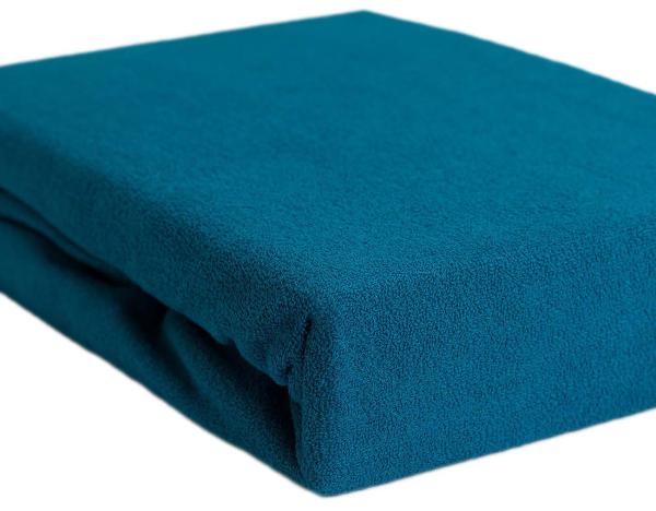 Einzelbett Luxus Frottee Fixleintuch - 90x200 cm - Hautsympathisch, atmungsaktiv, Öko-Tex Standard 100, bügelfrei - Petrol - 80% Baumwolle