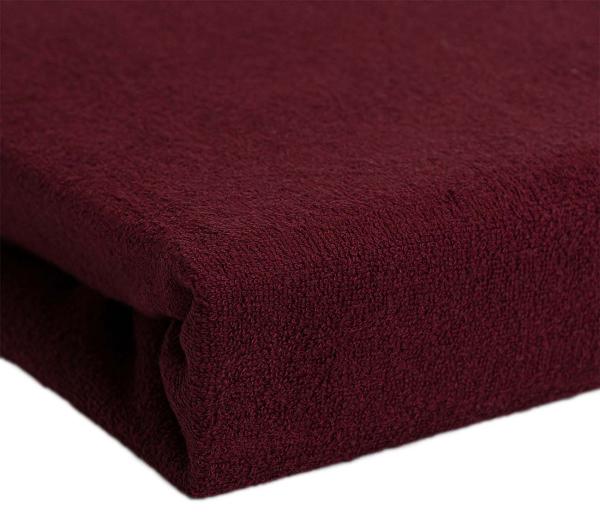 Luxus Frottee Fixleintuch Einzelbett – 90x200 cm bordeaux – 80% Baumwolle 20% Mikrofaser – Öko-Tex 100 – Atmungsaktiv warm für Winter – Matratzen bis 30 cm