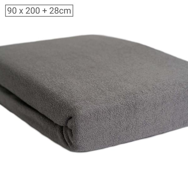 Einzelbett Luxus Frottee Fixleintuch 90x200cm - Warm, flauschig & atmungsaktiv - 80% Baumwolle/20% Mikrofaser - Öko-Tex Standard 100 - Grau