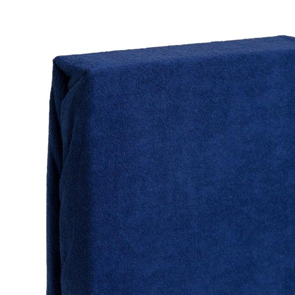 Luxus Frottee Fixleintuch 140x200 cm - flauschig warm für Doppelbetten - 80% Baumwolle, 20% Mikrofaser - Öko-Tex Standard 100 - Marine - 160 g/m²