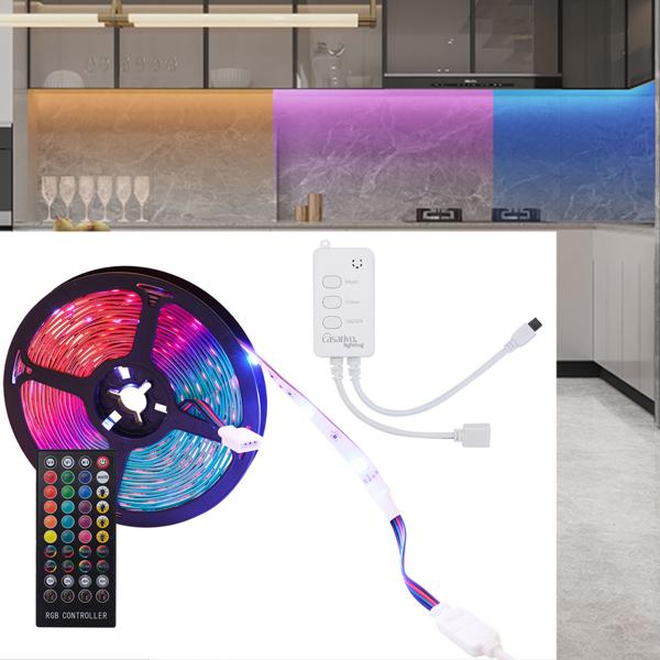 LED Streifen, WLAN, RGB, 5m, 150 LEDs, 16 Mio Farben, Fernbedienung, App-, Sprach- u. Sound-Steuerung, komp. zu Google, Siri, Alexa, Tuya 