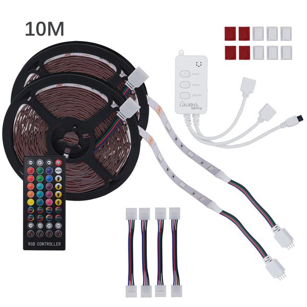 LED Streifen, WLAN, RGB, 10m, 300 LEDs, 16 Mio Farben, Fernbedienung, App-, Sprach- u. Musik-Steuerung, komp. zu Google, Siri, Alexa, Tuya 