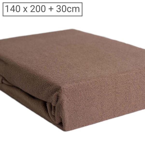 Doppelbett Luxus Frottee Fixleintuch - 140x200 cm Öko-Tex Standard 100 zertifiziert - 80% Baumwolle, 20% Mikrofaser - Nougat, 30 cm Steghöhe