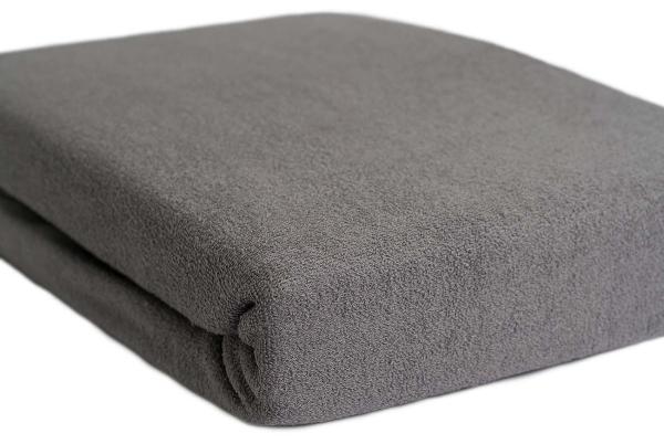 Luxus Frottee Fixleintuch 140x200cm - ideal für Doppelbetten - warm, bügelfrei, atmungsaktiv, Öko-Tex - 80% Baumwolle, 20% Mikrofaser - grau